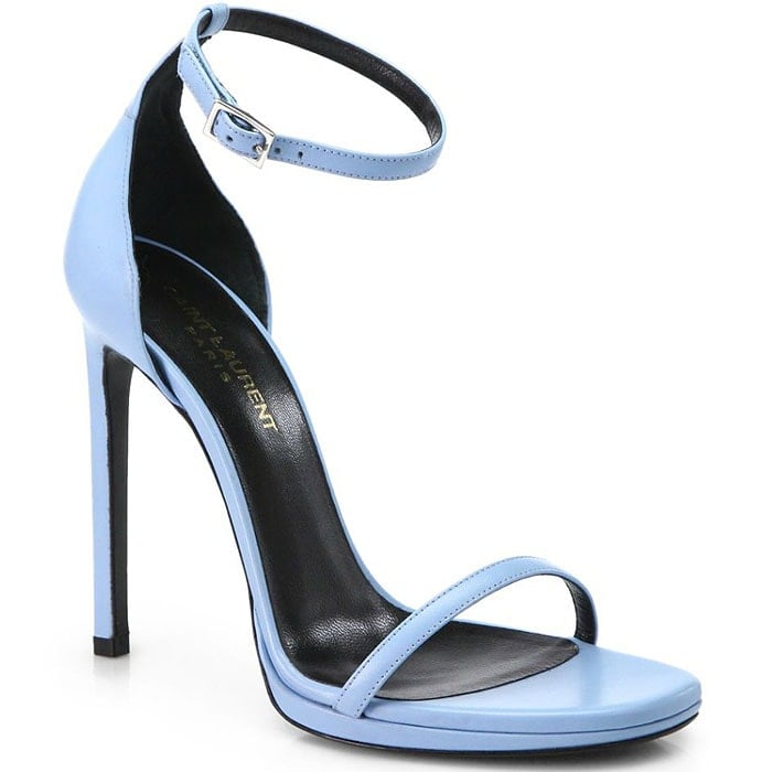 Saint Laurent "Jane" Ankle-Strap Sandals in Sky Blue