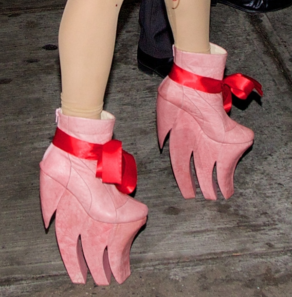 Lady Gaga wearing booties featuring spiked platform heels