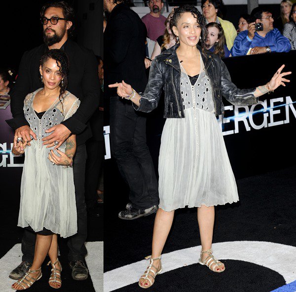 Lisa Bonet and Jason Momoa support Zoe Kravitz at the "Divergent" premiere