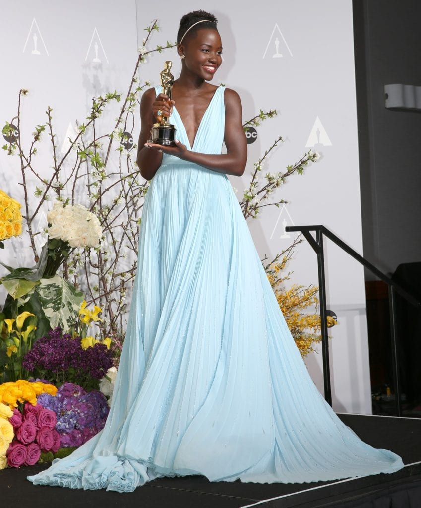 Lupita Nyong O S Blue Prada Gown A Timeless Oscar Classic