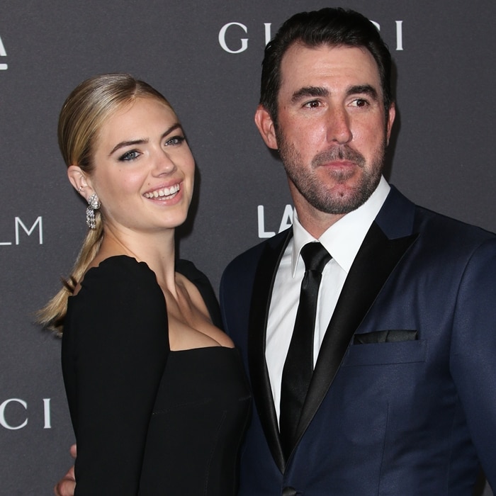 Model Kate Upton (L) and MLB player Justin Verlander