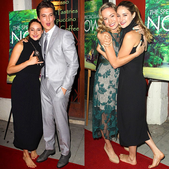 Shailene Woodley, Miles Teller, and Brie Larson at the premiere of 'The Spectacular Now' at the Vista Theatre in Los Angeles, California, on July 30, 2013