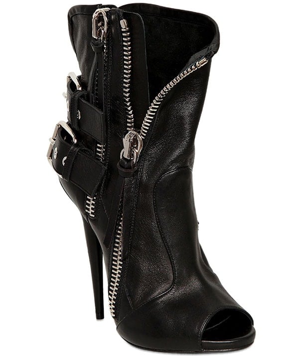 Giuseppe Zanotti Leather Open-Toe Biker Boots