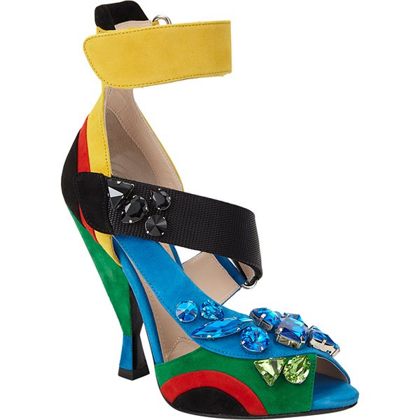 Prada Jeweled Ankle Strap Sandals in Multiple Colors