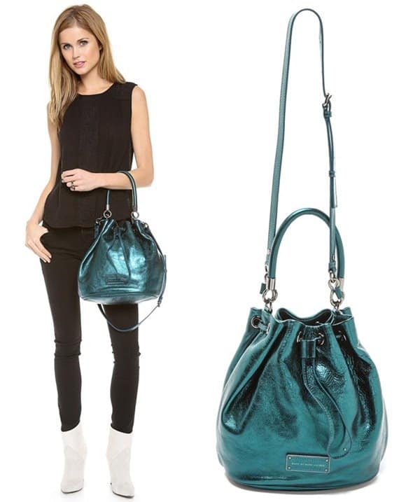 Marc by Marc Jacobs "Too Hot to Handle" Drawstring Bucket Bag in Metallic Blue