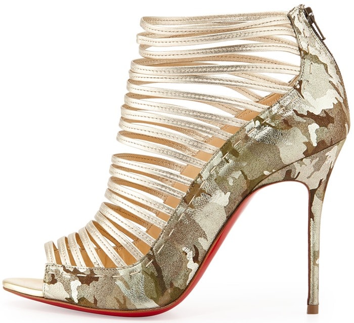 Christian Louboutin Gortik Camo Metallic Red Sole Bootie Goldplatine