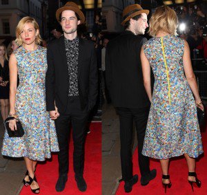 Sienna Miller Shines in Black Patent Allegra Lace-Up Sandals