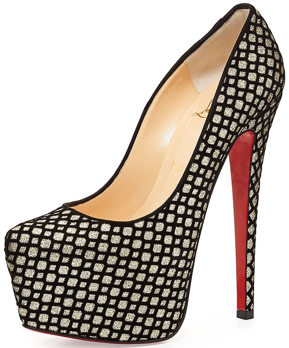 Christian Louboutin Daffodile flocked suede glitter pumps