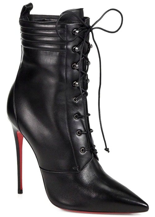 Christian Louboutin "Mado" Leather Lace-Up Ankle Boots