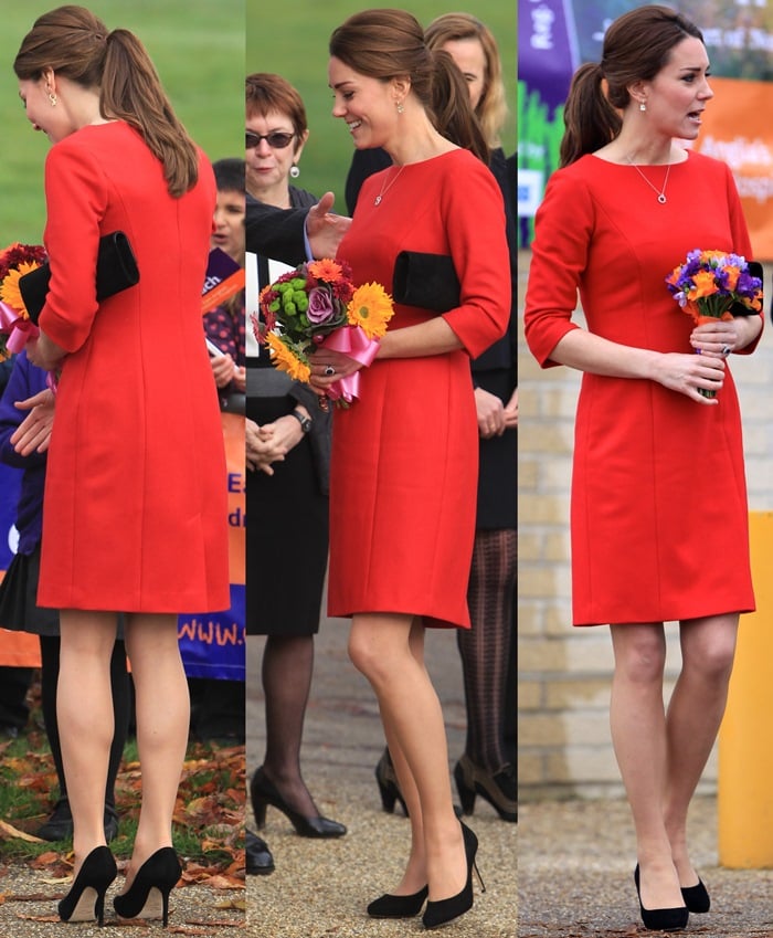 Stylish Pregnancy: Kate Middleton Rocks Red Katherine Hooker Dress and ...