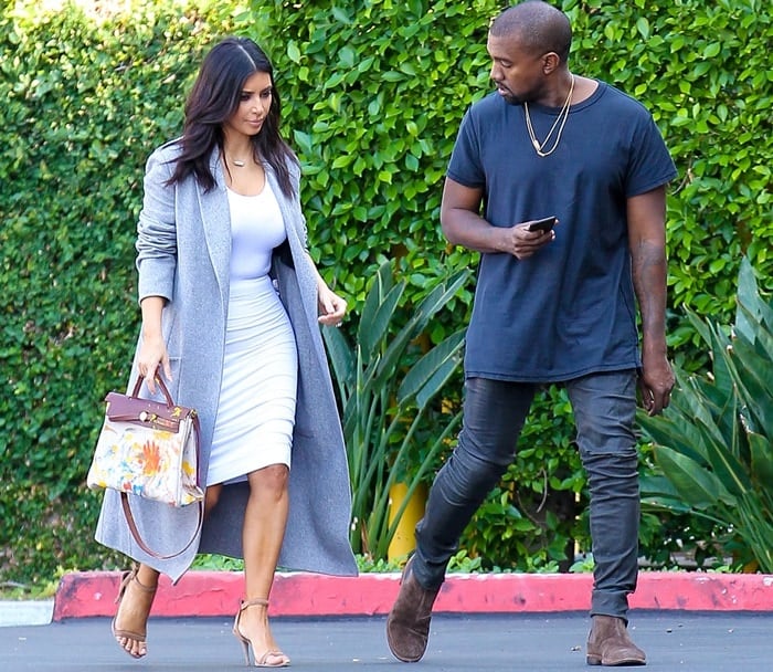 Kim Kardashian and Kanye West heading to the Kardashian's office in Los Angeles on November 10, 2014