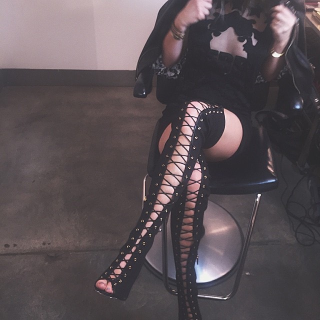 Kylie Jenner Shows Off $2,450 Lace-Up Tom Ford Over-the-Knee Boots