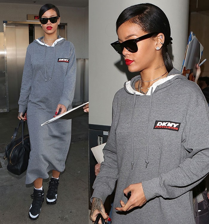 rihanna dress and sneakers