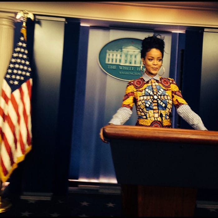 Rihanna at the White House in Washington D.C. on November 10, 2014 - posted on Instagram on November 11, 2014
