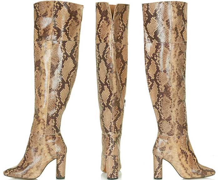 Topshop "Collide" High-Leg Snake Boots