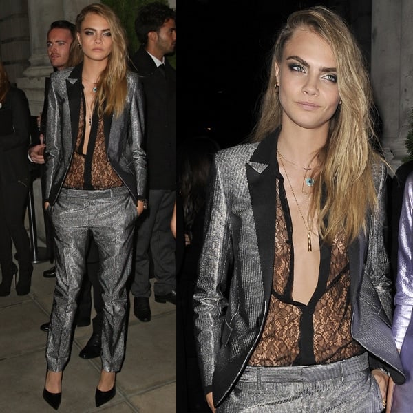 Cara Delevingne arriving at the W Magazine dinner to celebrate the September Issue cover in London on September 14, 2013