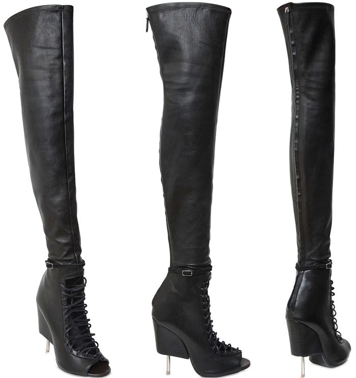 Givenchy Nunka Stretch Nappa Thigh-High Lace-Up Boots