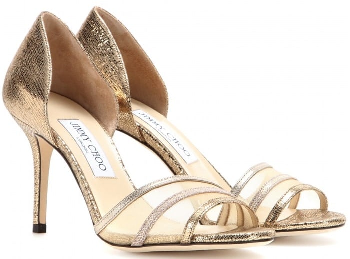 Jimmy Choo Gold Vexil Leather Sandals