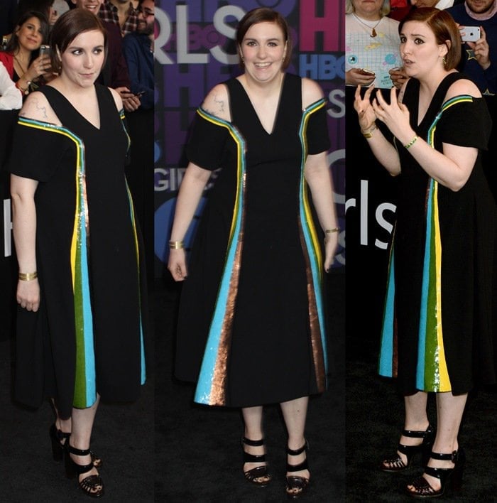 Lena Dunham flaunts her legs in a dress by Creatures of the Wind