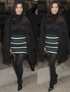 How to Wear Tights With Leather Ankle Boots Like Olivia Munn