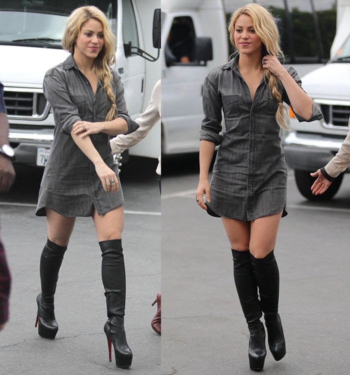 hoodie dress and thigh high boots