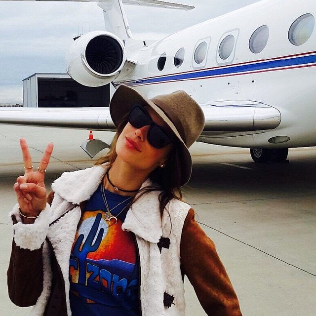 Alessandra Ambrosio boarding a private jet to Arizona