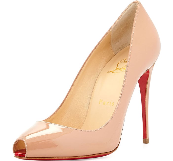 Nude Patent Mini Peep-Toe Pumps