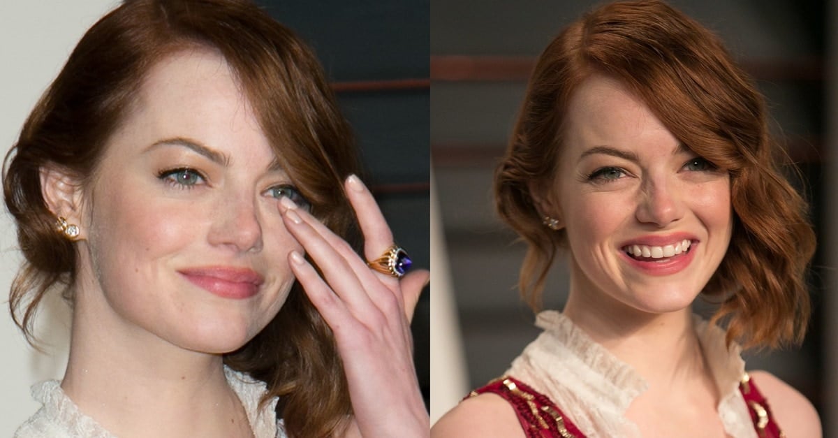 Emma Stone's Red Sequin Embroidered Dress and Just On Shoes