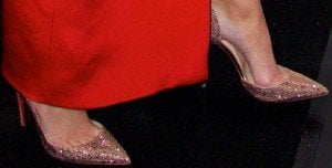 Kendall Jenner's Skinny Legs in Sexy Red Dress and Iriza Pumps