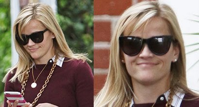 How Reese Witherspoon Wears Maroon Sweater With Black Skinny Jeans