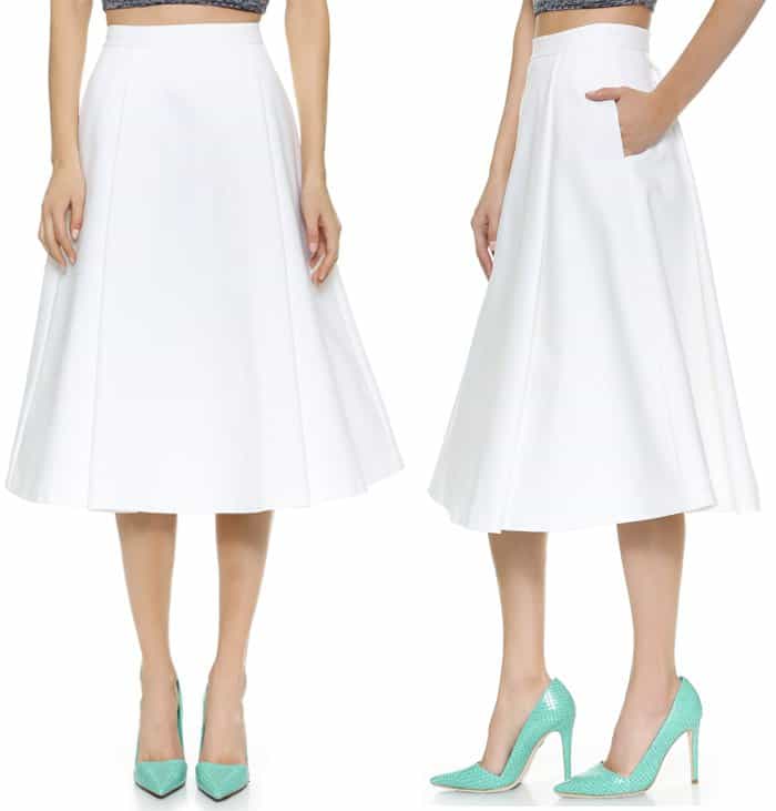 alice + olivia Box Pleat Midi Skirt