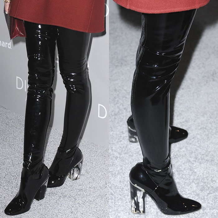 dior latex thigh high boots
