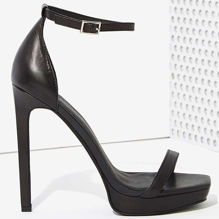 Jeffrey Campbell "Strides" Ankle-Strap Sandals in Black Leather