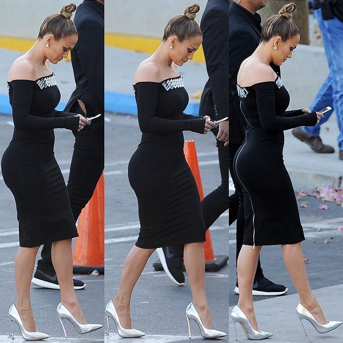 Jennifer Lopez Has Wardrobe Malfunction In Zip Dress And Casadei Heels 