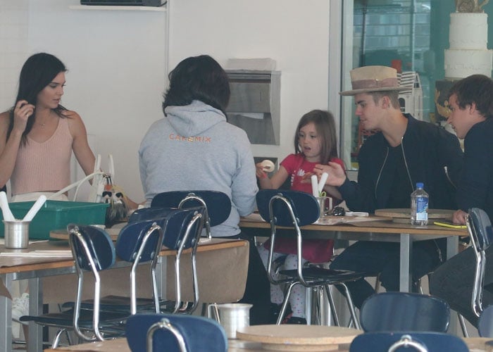 Kendall Jenner accompanying Justin Bieber as he brought his little sister to a baking session