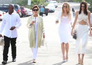 Khloé Kardashian Wears White Dress and Cloud Blue Shoes to Church