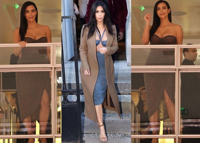 Kim Kardashian wearing the same Alexander Wang Antonia shoes throughout her short Paris trip