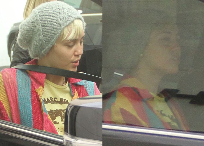 Miley Cyrus popped on a beanie before heading out