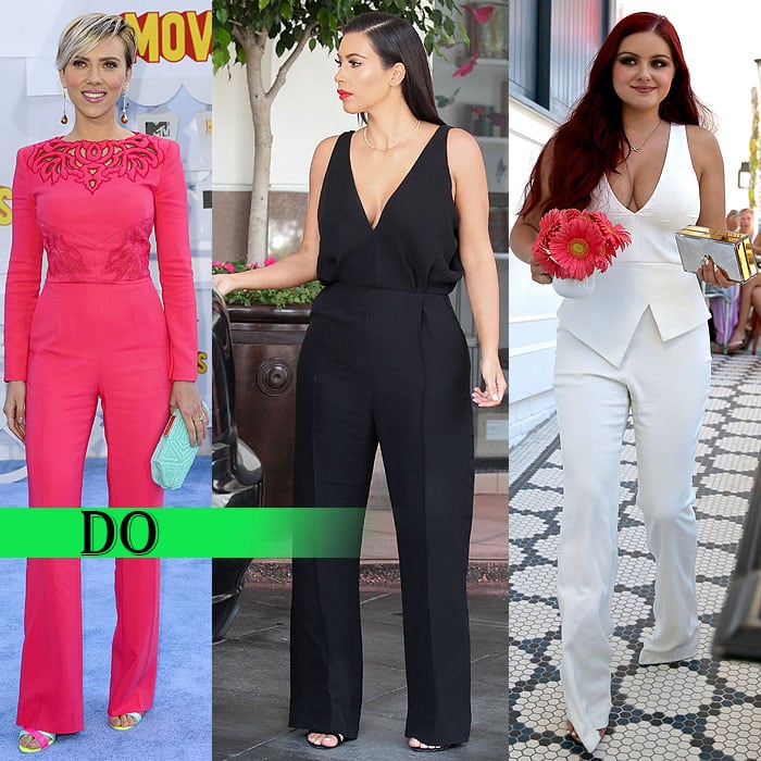 Scarlett Johansson, Kim Kardashian, and Ariel Winter showcase the elegance of tailored jumpsuits, perfect for dressy events