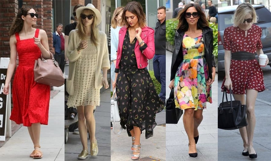 Emmy Rossum, Jaime King, Jessica Alba, Myleene Klass, and Sienna Miller showcase stylish dresses perfect for running errands