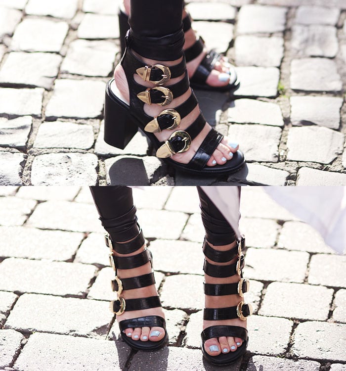 Jada's hot feet in gladiator-inspired strappy sandals