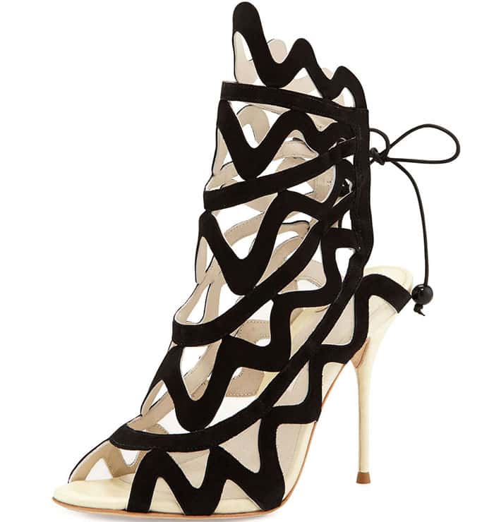 Sophia Webster "Mila" Suede Cutout Peep-Toe Booties