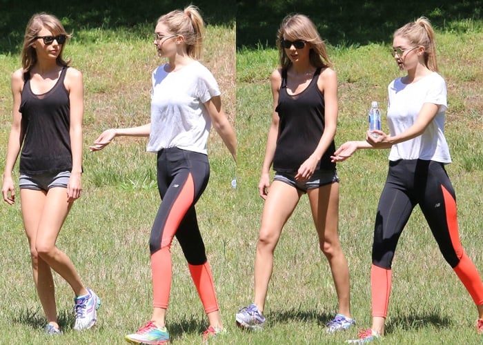 Taylor Swift and Gigi Hadid in cute matchy-matchy Saucony trainers