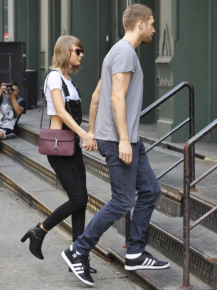Taylor Swift and Calvin Harris leaving The Spotted Pig restaurant