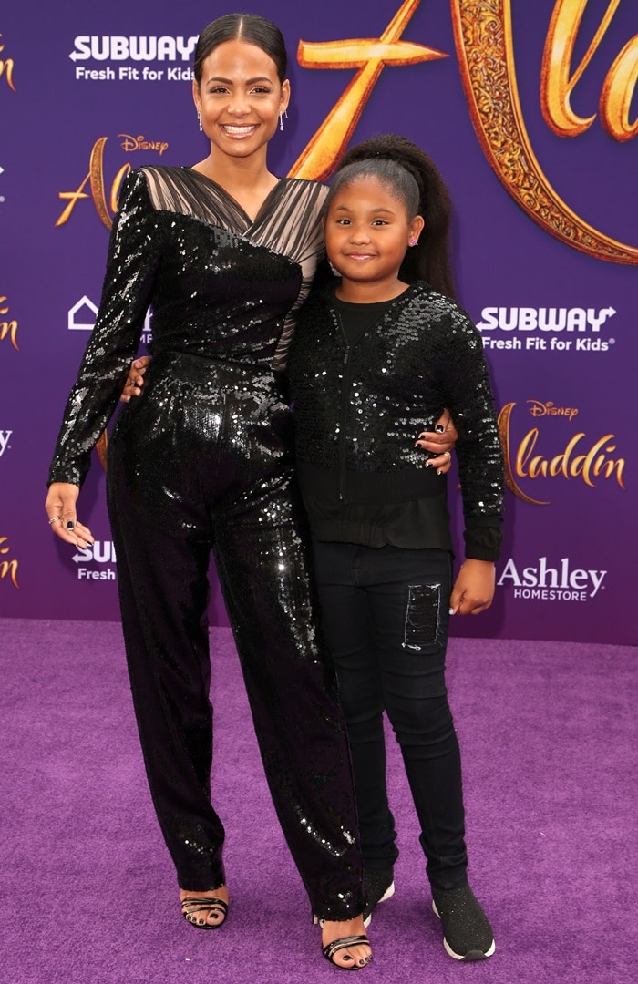 Violet Madison Nash and Mother at Tomorrowland & Aladdin Premieres