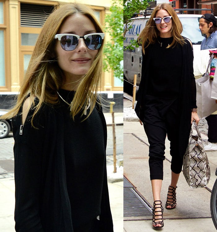 Olivia Palermo's hair was worn down and parted in the middle