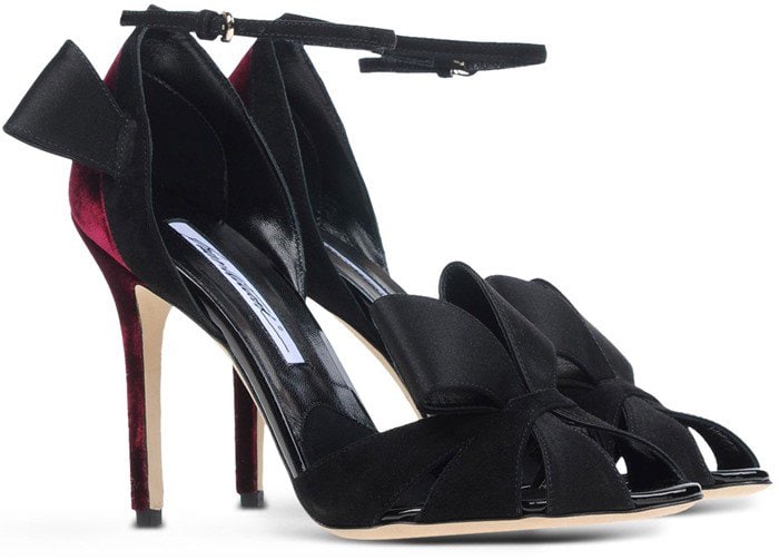 Brian Atwood Black Velvet Bow Sandals