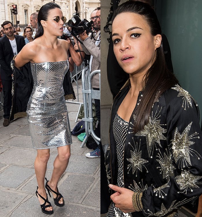 Michelle Rodriguez embraces femininity with a glamorous transformation from her signature tomboy style