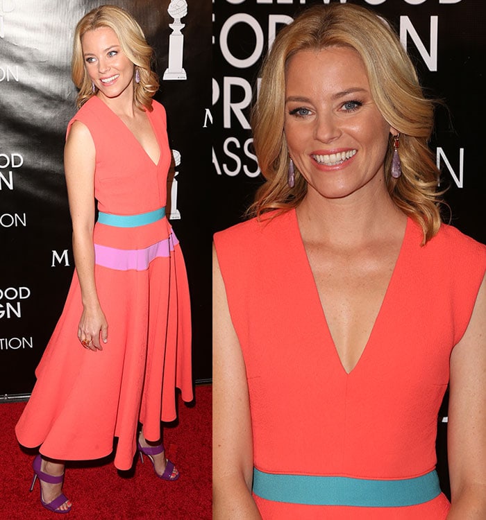 Elizabeth Banks showed off her amethyst drop earrings