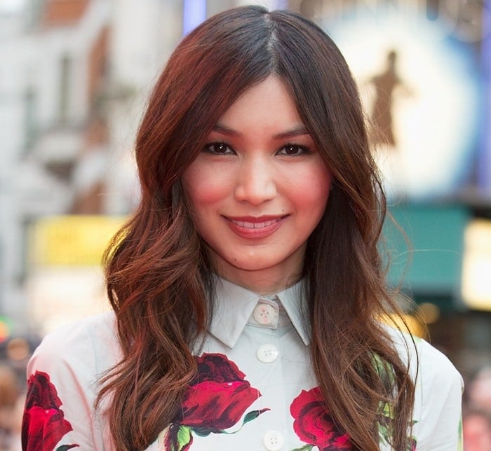 Gemma Chan's romantic floral-printed cotton dress from Dolce & Gabbana